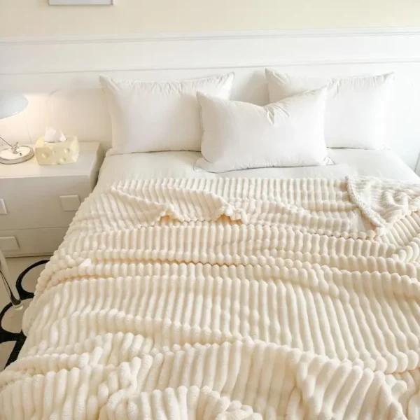 Solid Color Flannel Blanket, Soft Comfortable Throw Blanket, Air-conditioned Room Blanket, Warm Nap Blanket for Home Office Travel - Image 4